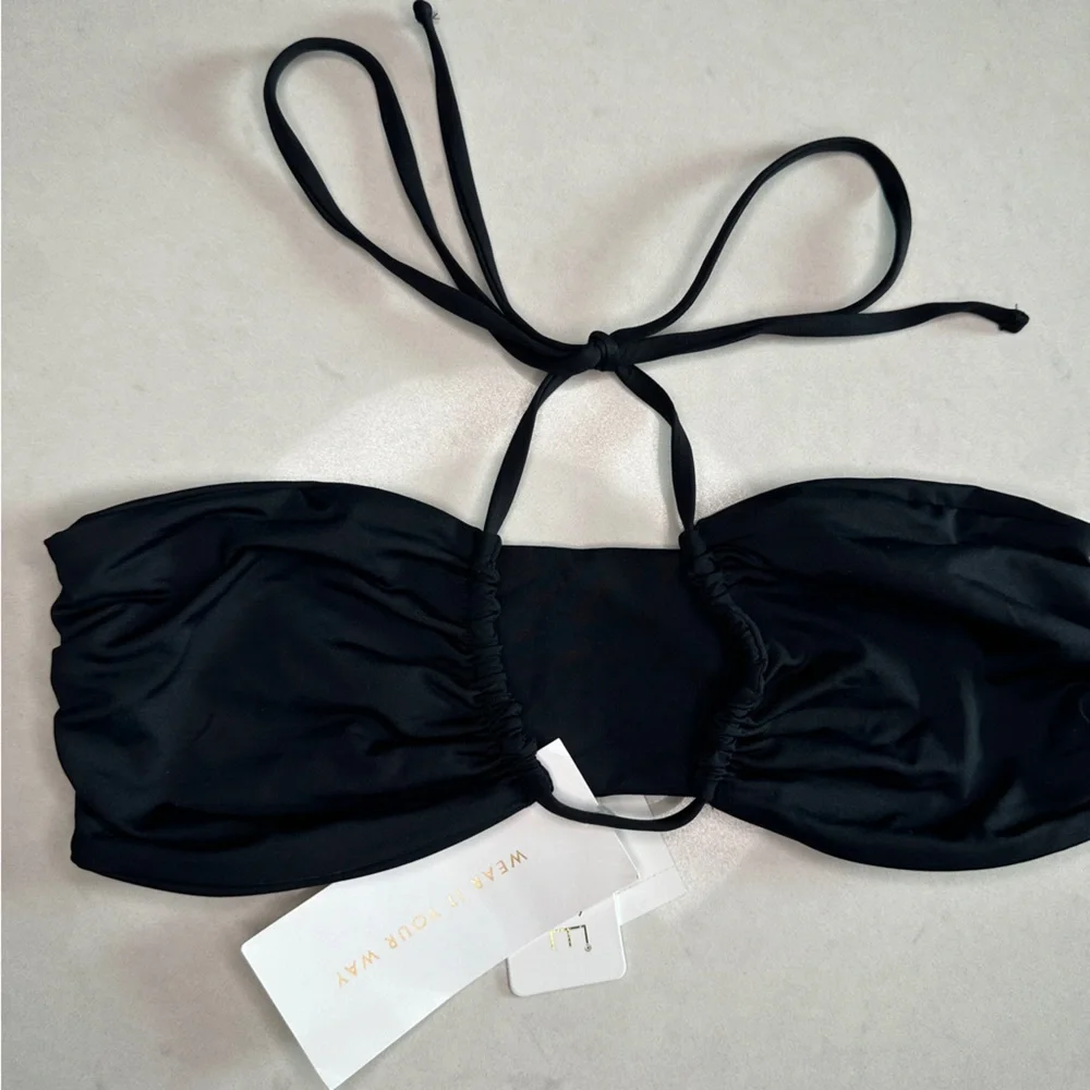 L*Space Dawn Amal Black Bikini Set | Strapless Bandeau + Side-Tie Bottom | NWT M - Picture 15 of 15